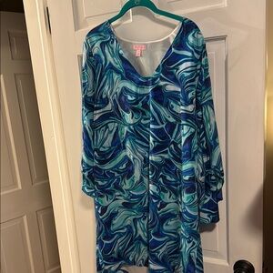 Lilly Pulitzer Vibrant Blue and Teal Silk Dress